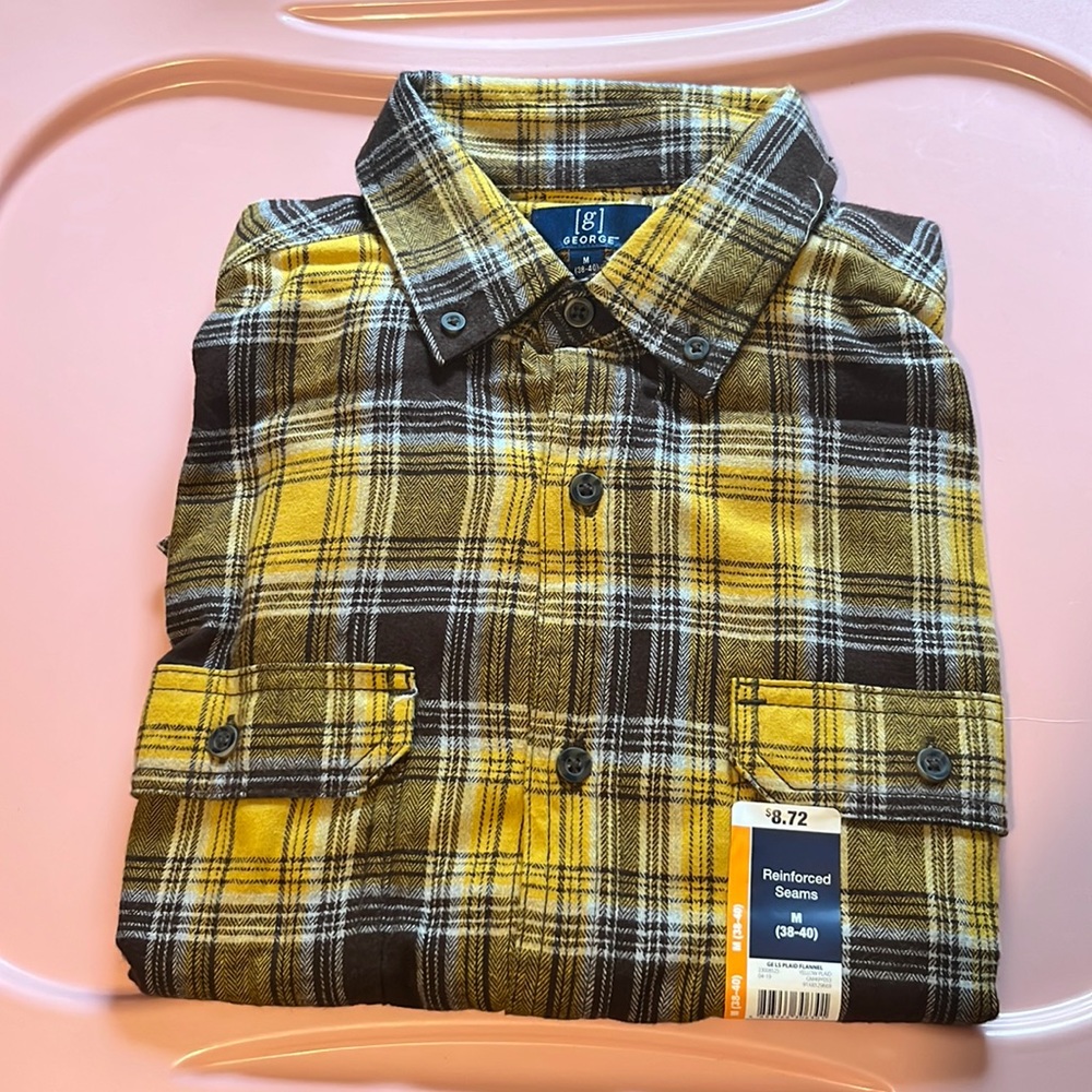 Men’s Size Medium (38-40) Gold and Brown Flannel BRAND NEW